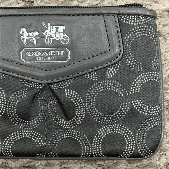 Coach Charcoal Gray Wristlet with Signature C Logo Pattern - Picture 2 of 16